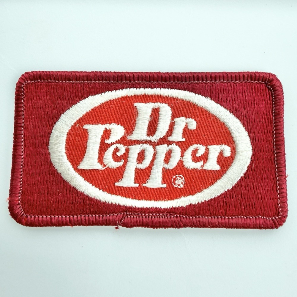 Vintage DR PEPPER Iron On / Sew On Patch Jacket Cap Hat Logo Medium 3.25" x 1.5"